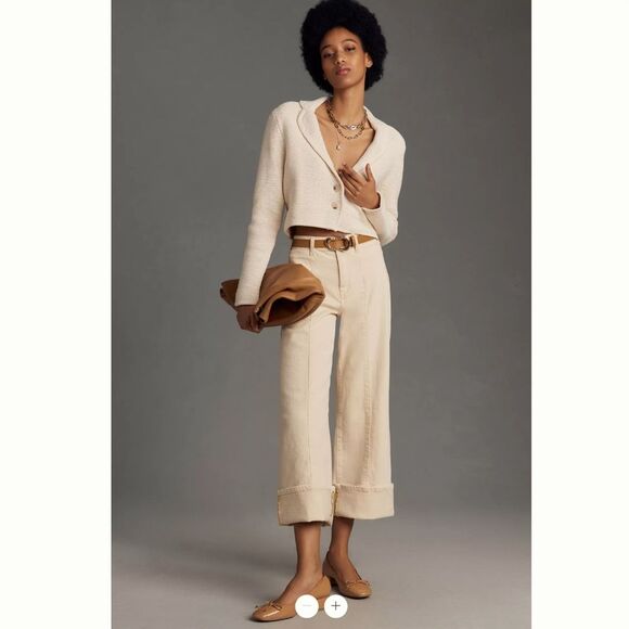 Anthropologie Pilcro Cuffed Crop High-Rise Wide-Leg Jeans - Picture 1 of 6